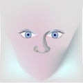 Realistic eyes. Vector graphics of parts of a person`s face. Medicine logo design. Head contour.